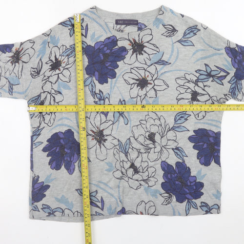 Marks and Spencer Women’s Grey Floral Crew Neck Jumper Size 12