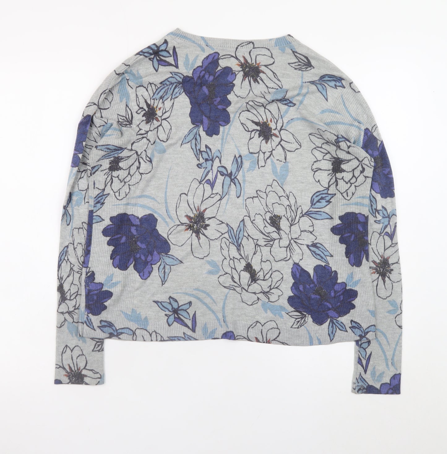 Marks and Spencer Women’s Grey Floral Crew Neck Jumper Size 12
