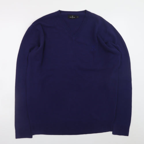 Jeff Banks Men’s Blue Acrylic V-Neck Jumper Size L