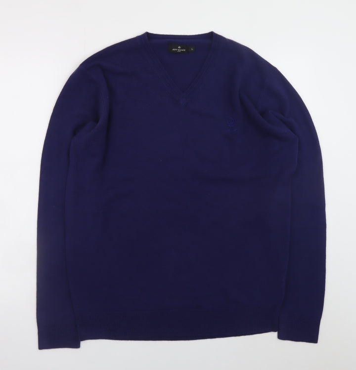 Jeff Banks Men’s Blue Acrylic V-Neck Jumper Size L