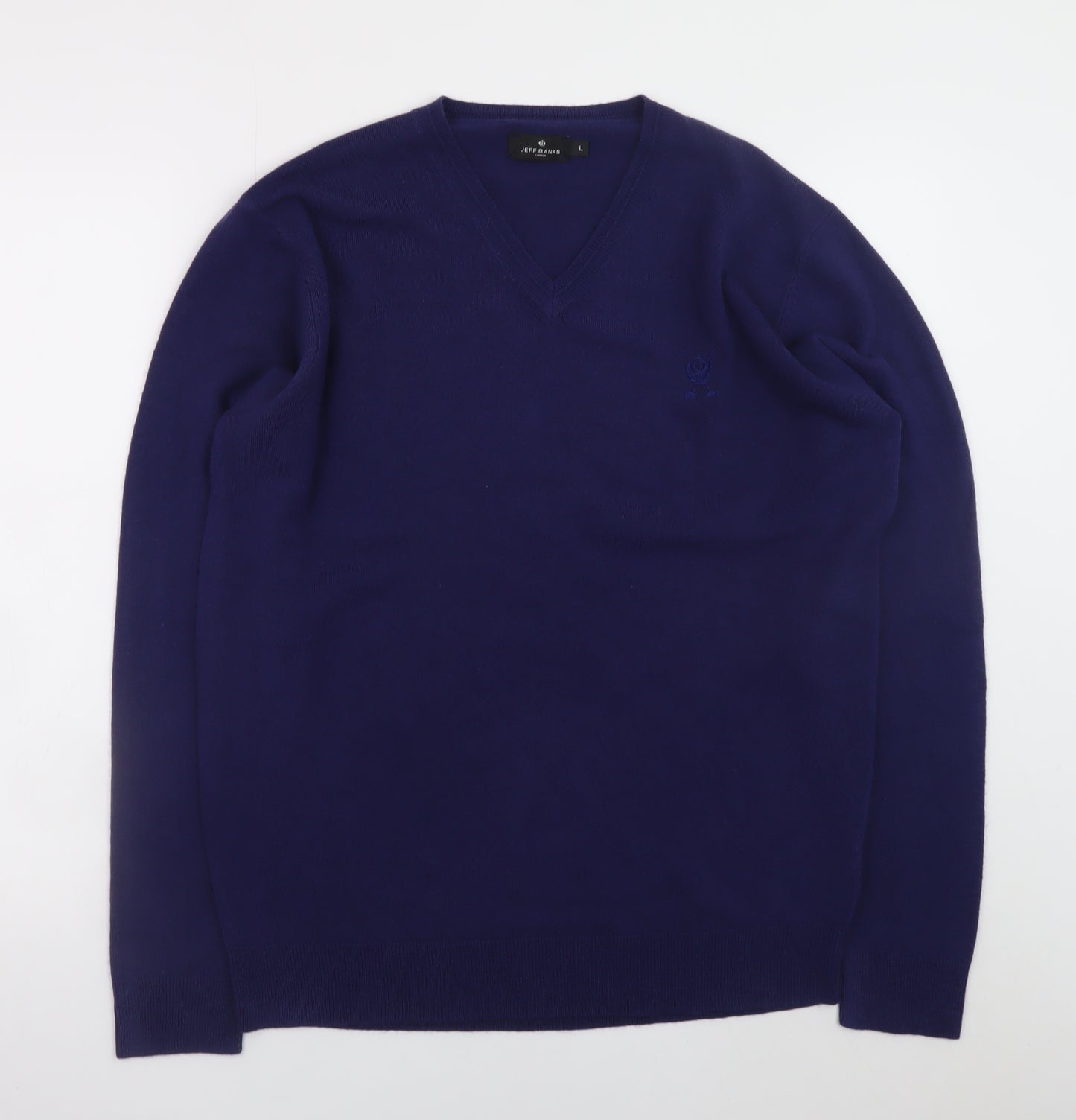 Jeff Banks Men’s Blue Acrylic V-Neck Jumper Size L