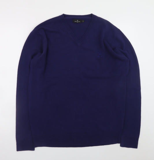 Jeff Banks Men’s Blue Acrylic V-Neck Jumper Size L