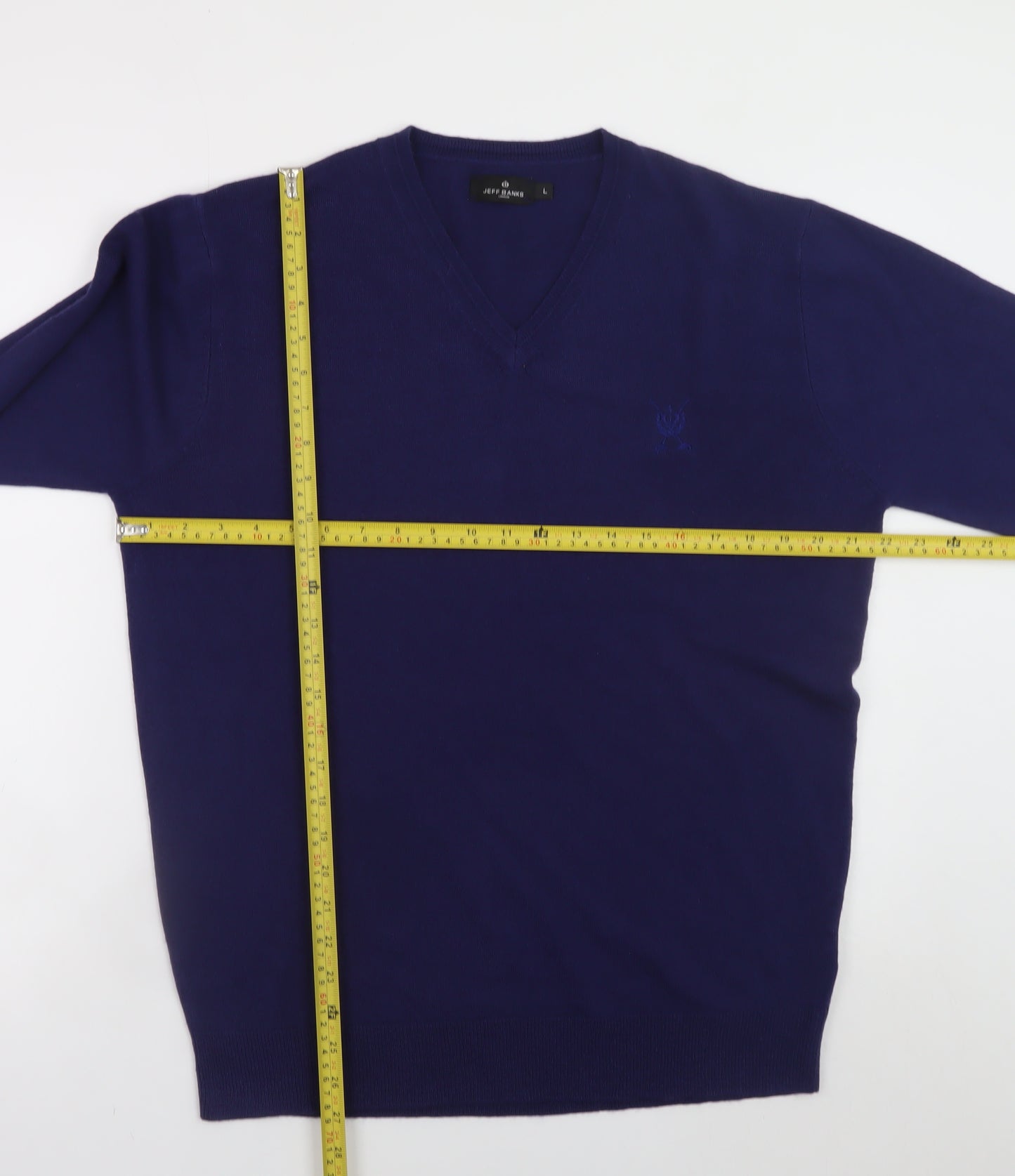 Jeff Banks Men’s Blue Acrylic V-Neck Jumper Size L