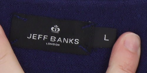 Jeff Banks Men’s Blue Acrylic V-Neck Jumper Size L
