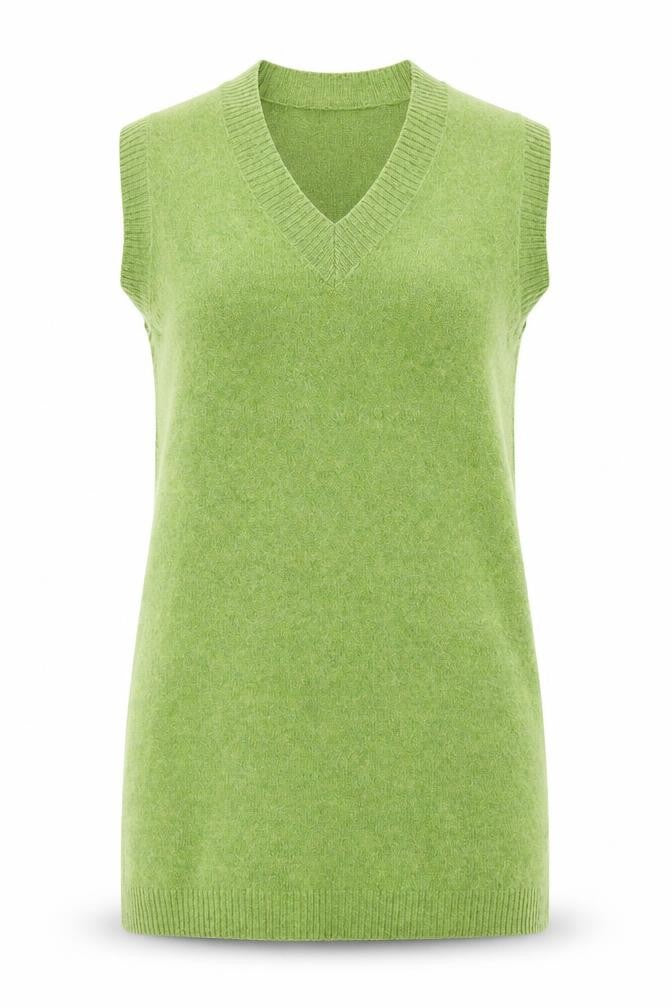 Y.A.S Women’s Green Knit Sleeveless V-Neck Slip Dress Size L