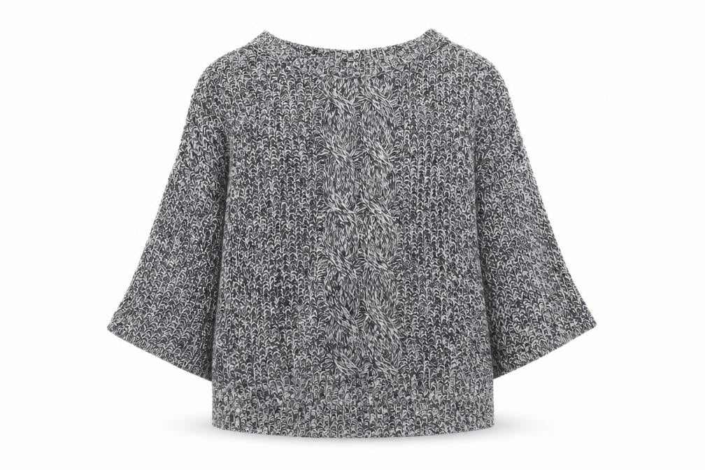 Front view of H&M Men’s Grey Cable-Knit Cotton Acrylic Jumper M