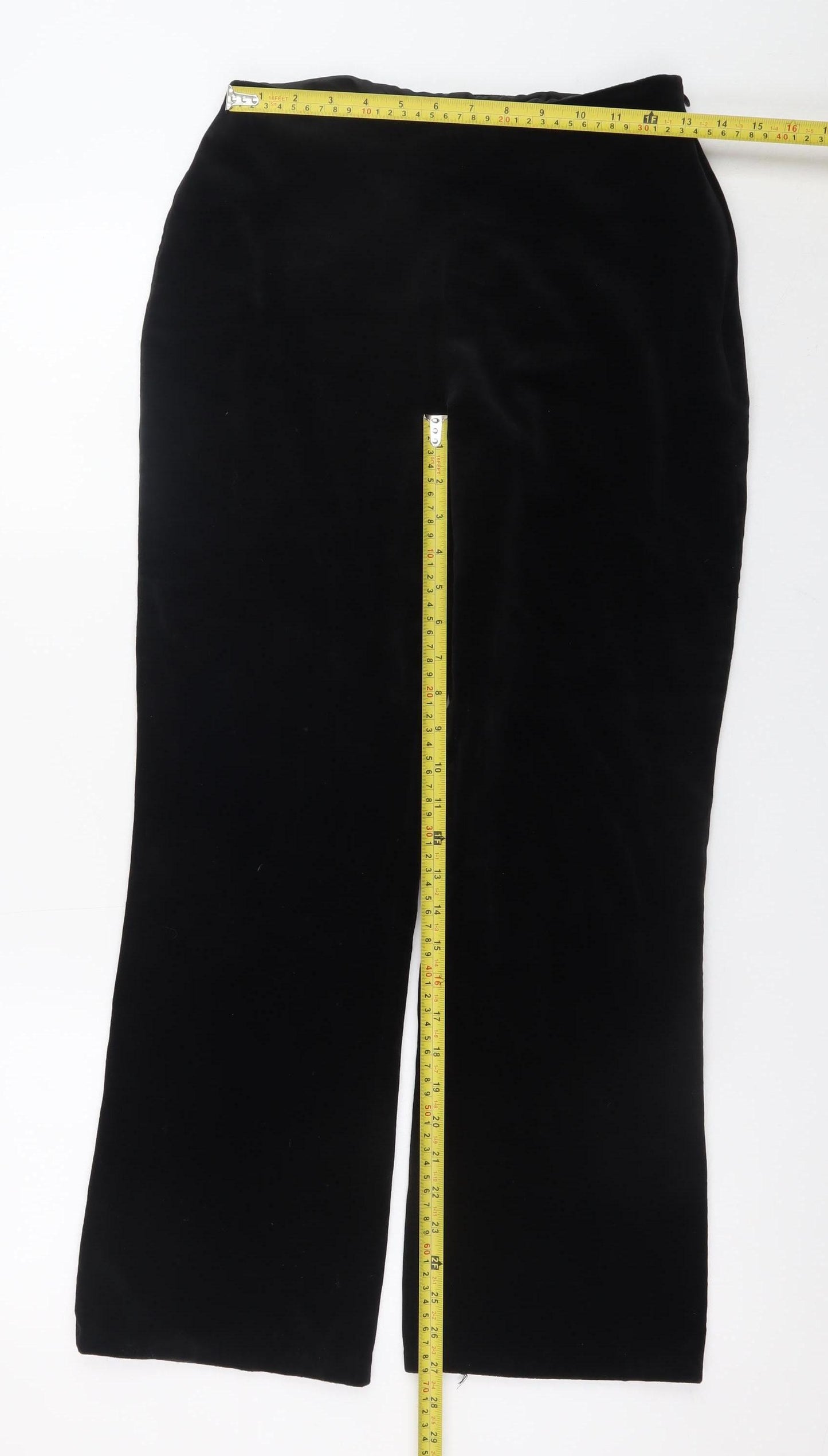 Marks and Spencer Women's Black Velvet Stretch Trousers UK 10