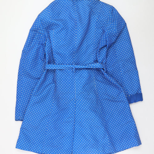 Marks and Spencer Women Blue Polka Dot Belted Trench Coat Size 14