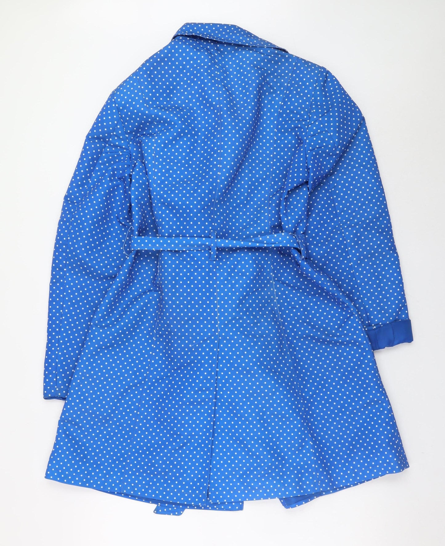 Marks and Spencer Women Blue Polka Dot Belted Trench Coat Size 14