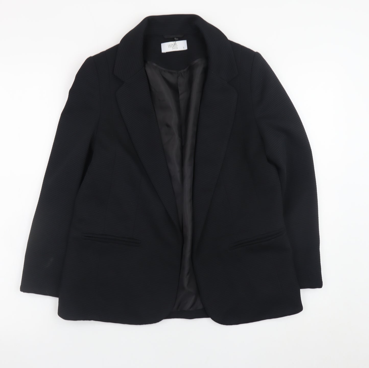 Wallis Women's Black Blazer Jacket UK 8 Classic Mid-Length Lined