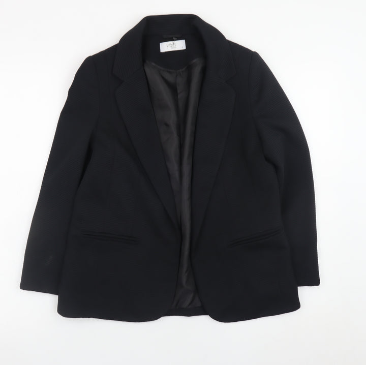 Wallis Women's Black Blazer Jacket UK 8 Classic Mid-Length Lined