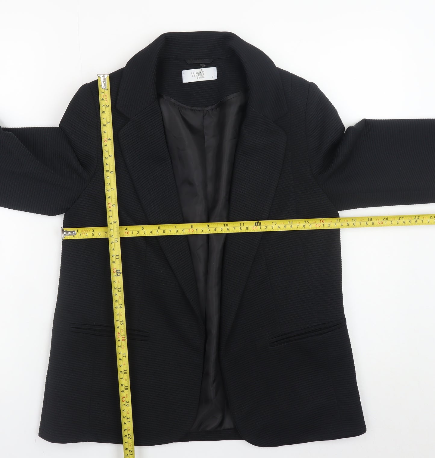 Wallis Women's Black Blazer Jacket UK 8 Classic Mid-Length Lined