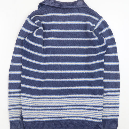Jumper Men's Blue Striped Cotton V-Neck Pullover Size S
