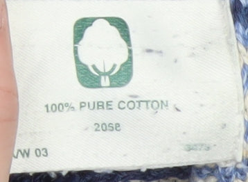 Jumper Men's Blue Striped Cotton V-Neck Pullover Size S