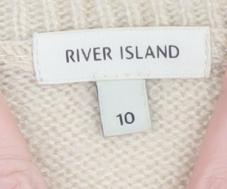 River Island Womens Beige Penguin Wool Blend Jumper Size 10