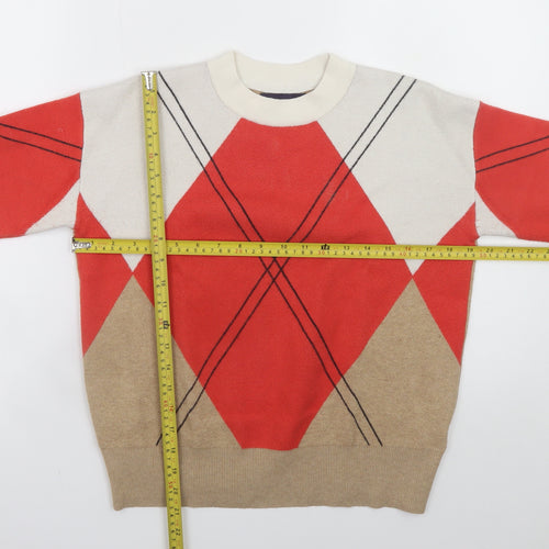 Marks and Spencer Womens Multicoloured Argyle Knit Crew Neck Jumper Size S