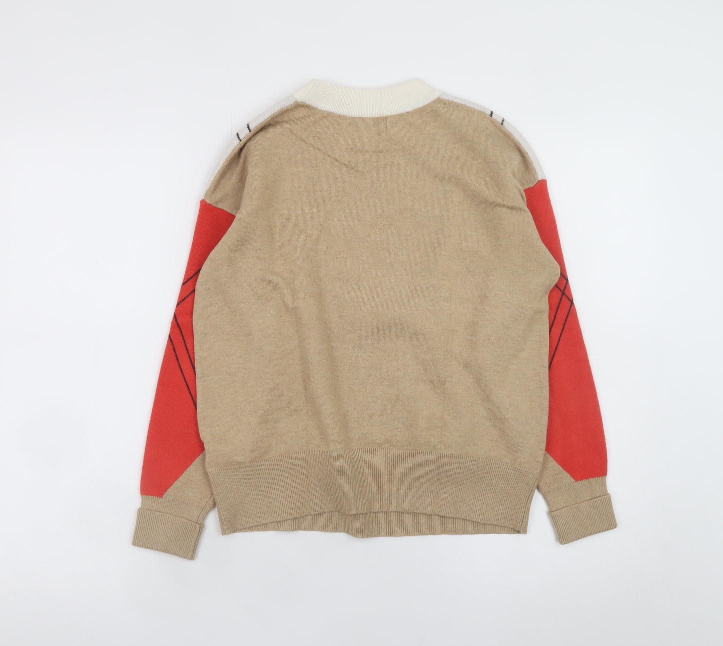 Marks and Spencer Womens Multicoloured Argyle Knit Crew Neck Jumper Size S