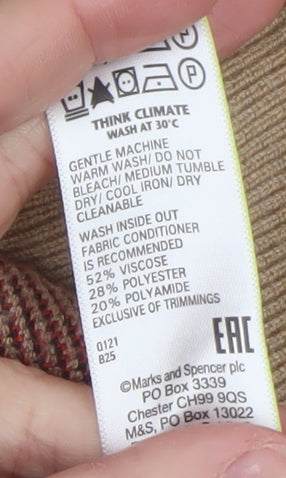 Marks and Spencer Womens Multicoloured Argyle Knit Crew Neck Jumper Size S