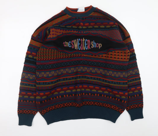 The Sweater Shop Men's Multicoloured Retro Knit Jumper Size L