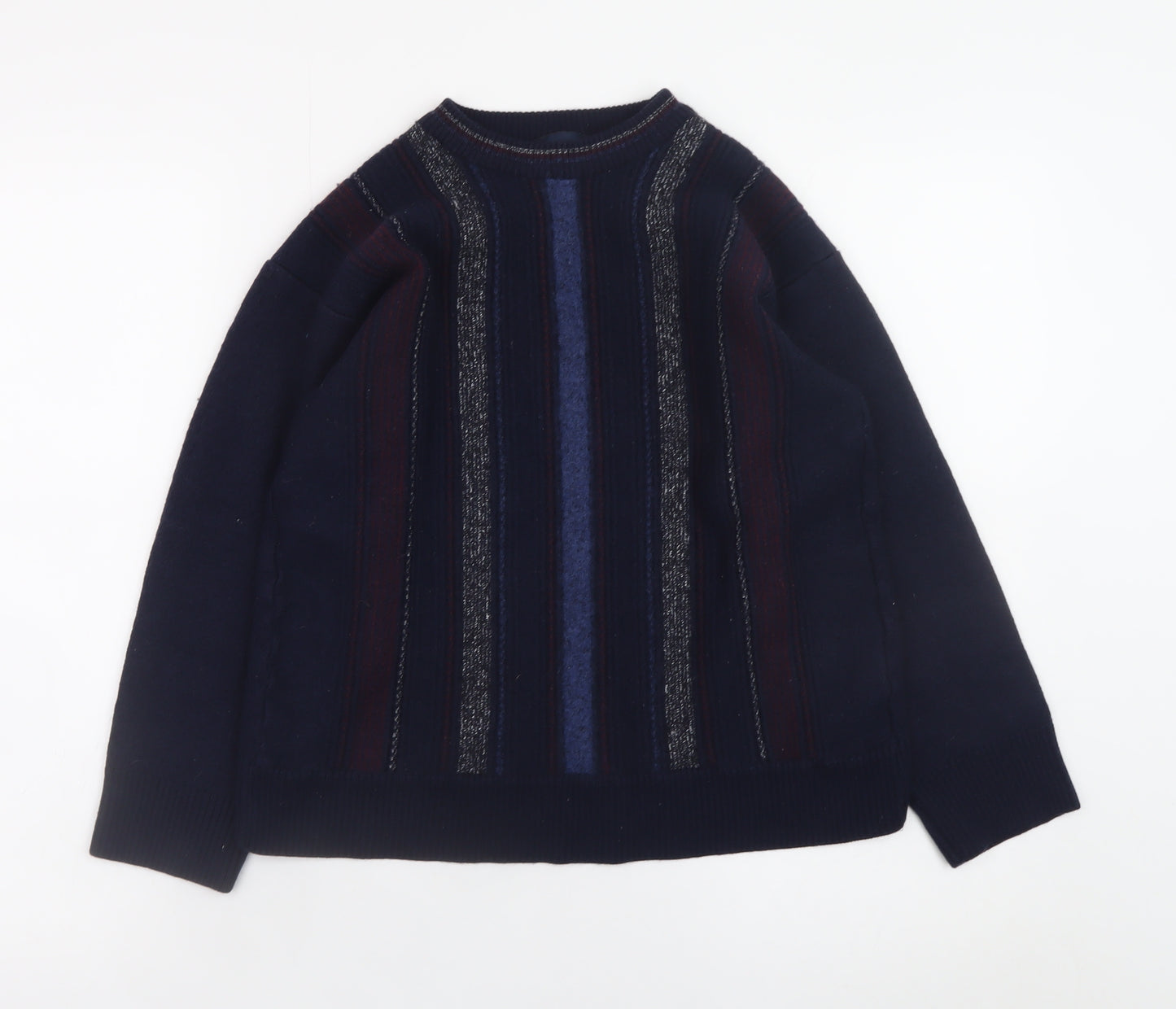 Gabicci Boys Navy Striped Pullover Jumper XL Merino Wool Acrylic Blend