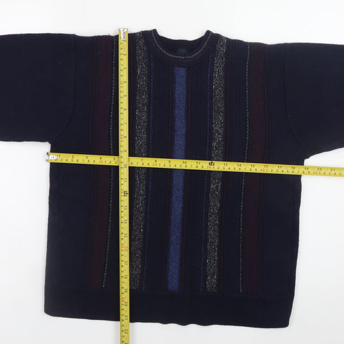 Gabicci Boys Navy Striped Pullover Jumper XL Merino Wool Acrylic Blend