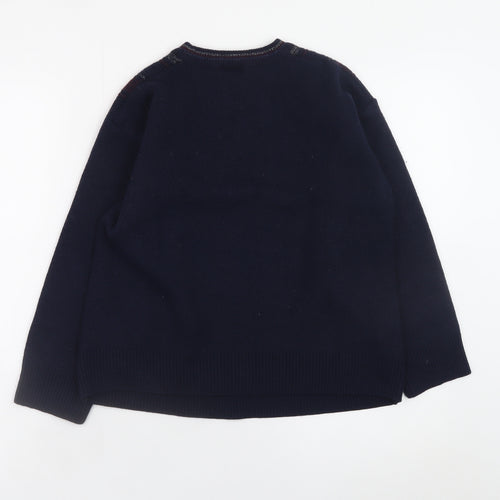 Gabicci Boys Navy Striped Pullover Jumper XL Merino Wool Acrylic Blend