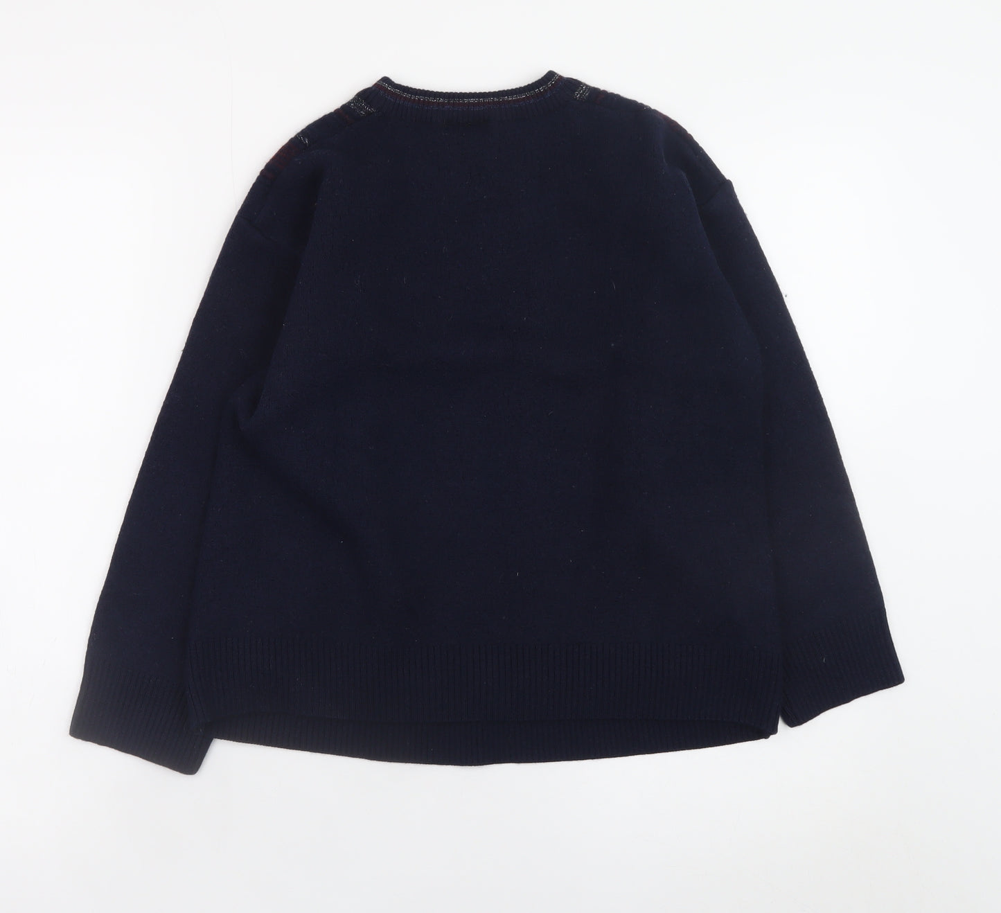 Gabicci Boys Navy Striped Pullover Jumper XL Merino Wool Acrylic Blend