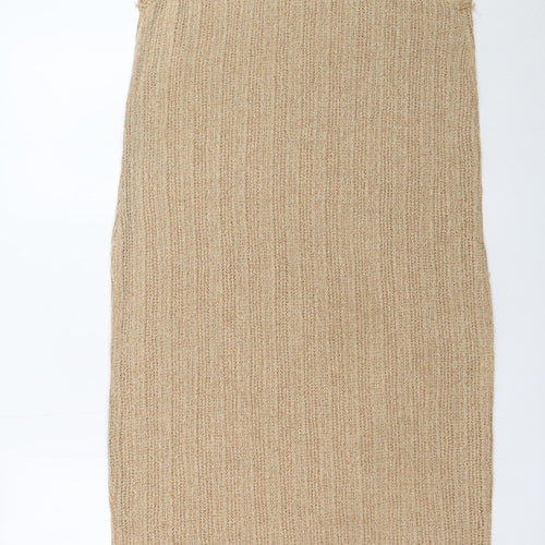 Pull & Bear Women Beige Knit Midi Tank Dress Size 14