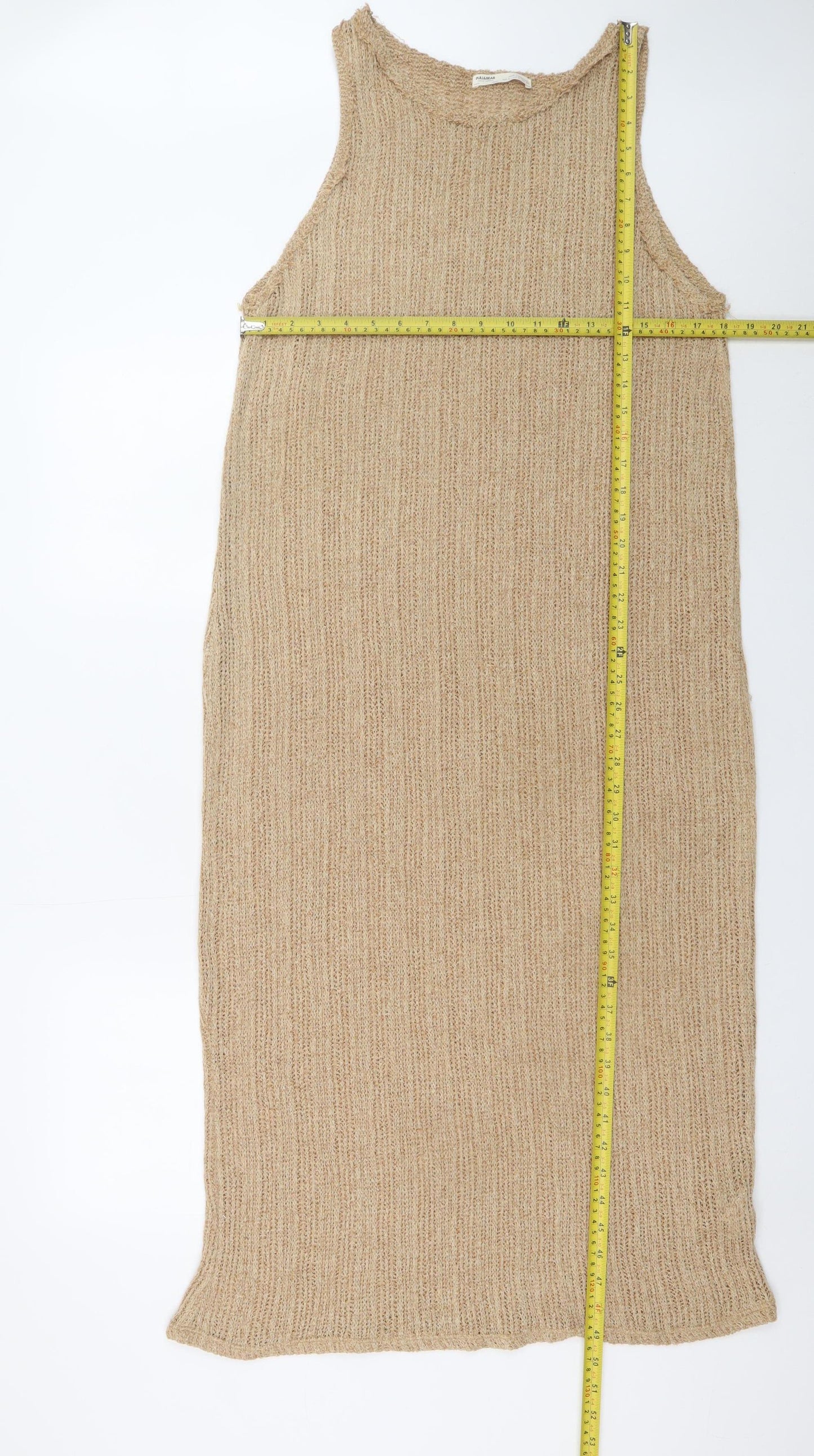 Pull & Bear Women Beige Knit Midi Tank Dress Size 14