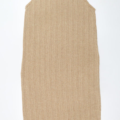 Pull & Bear Women Beige Knit Midi Tank Dress Size 14