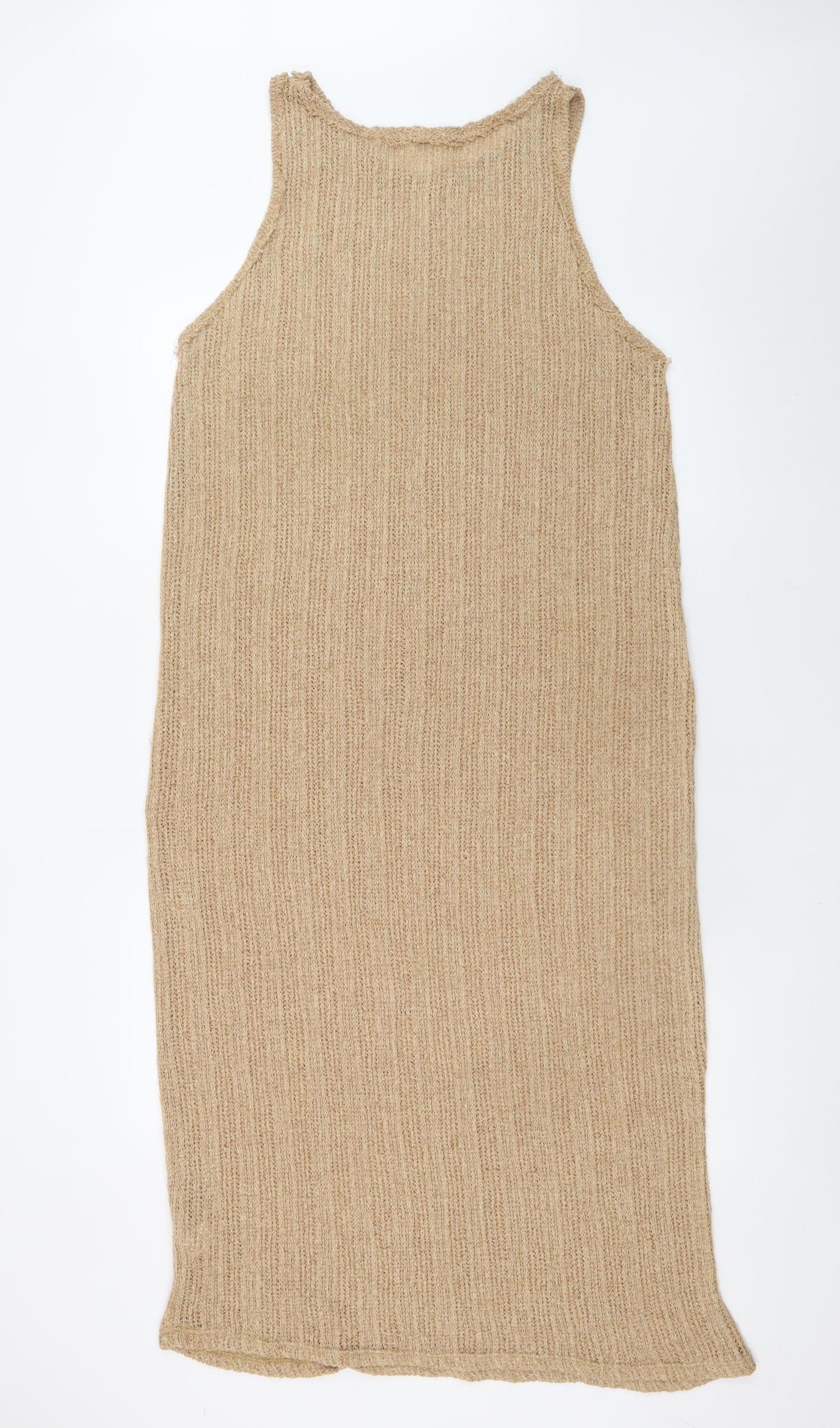 Pull & Bear Women Beige Knit Midi Tank Dress Size 14