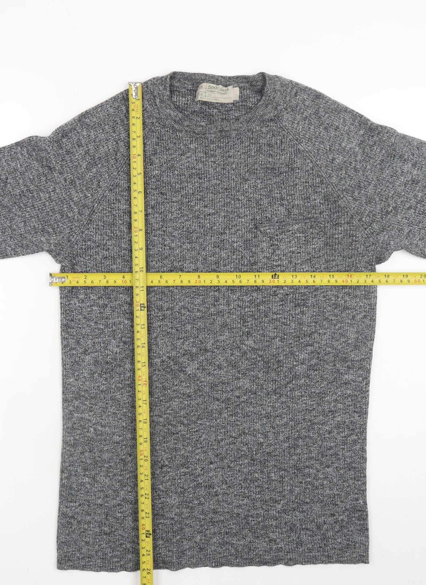 Maison Cinqcent Men's Grey Cotton Knit Pullover Jumper L