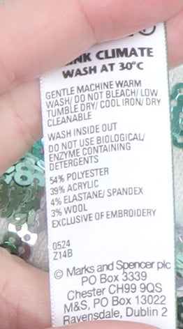 Marks and Spencer Women Ivory Sequin Crew Neck Jumper Size M