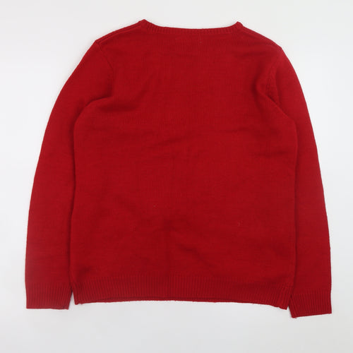 Peacocks Womens Red Reindeer Christmas Jumper M Knit Pullover