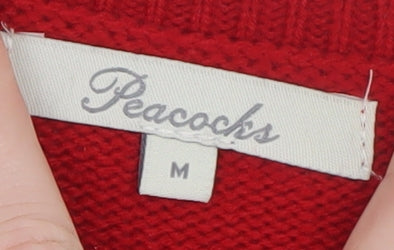 Peacocks Womens Red Reindeer Christmas Jumper M Knit Pullover