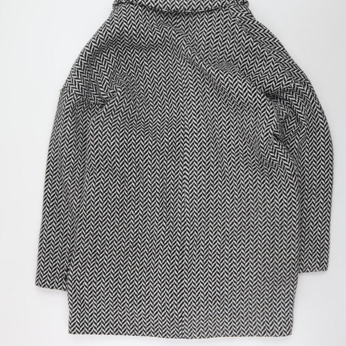 F&F Womens Grey Herringbone Wool Blend Mid-Length Overcoat Size 10