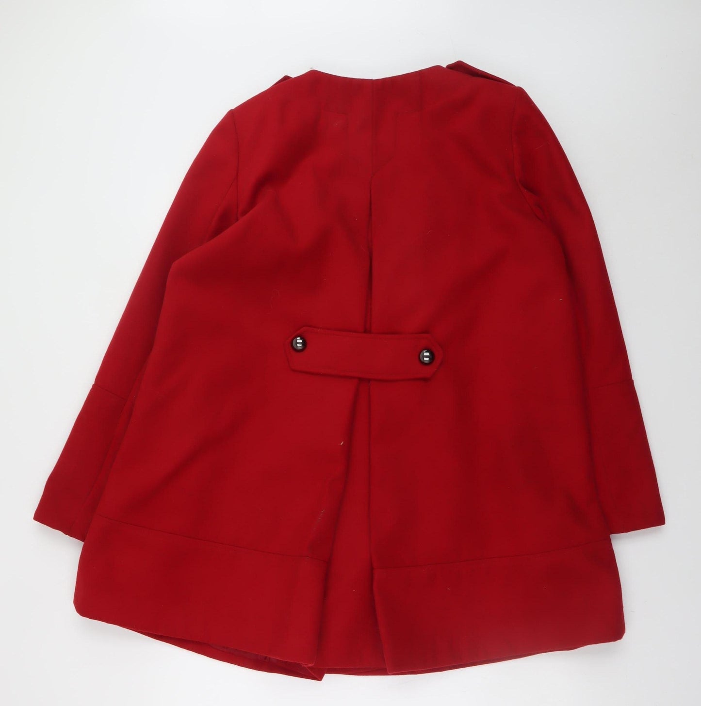 M&Co Womens Red Buttoned Pea Coat Size 14 Classic Mid-Length