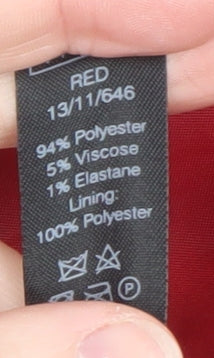 M&Co Womens Red Buttoned Pea Coat Size 14 Classic Mid-Length