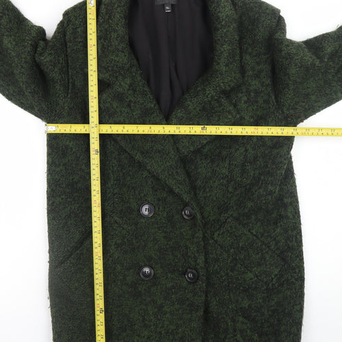 Topshop Women Green Wool Blend Pea Coat Size 8 Button Front