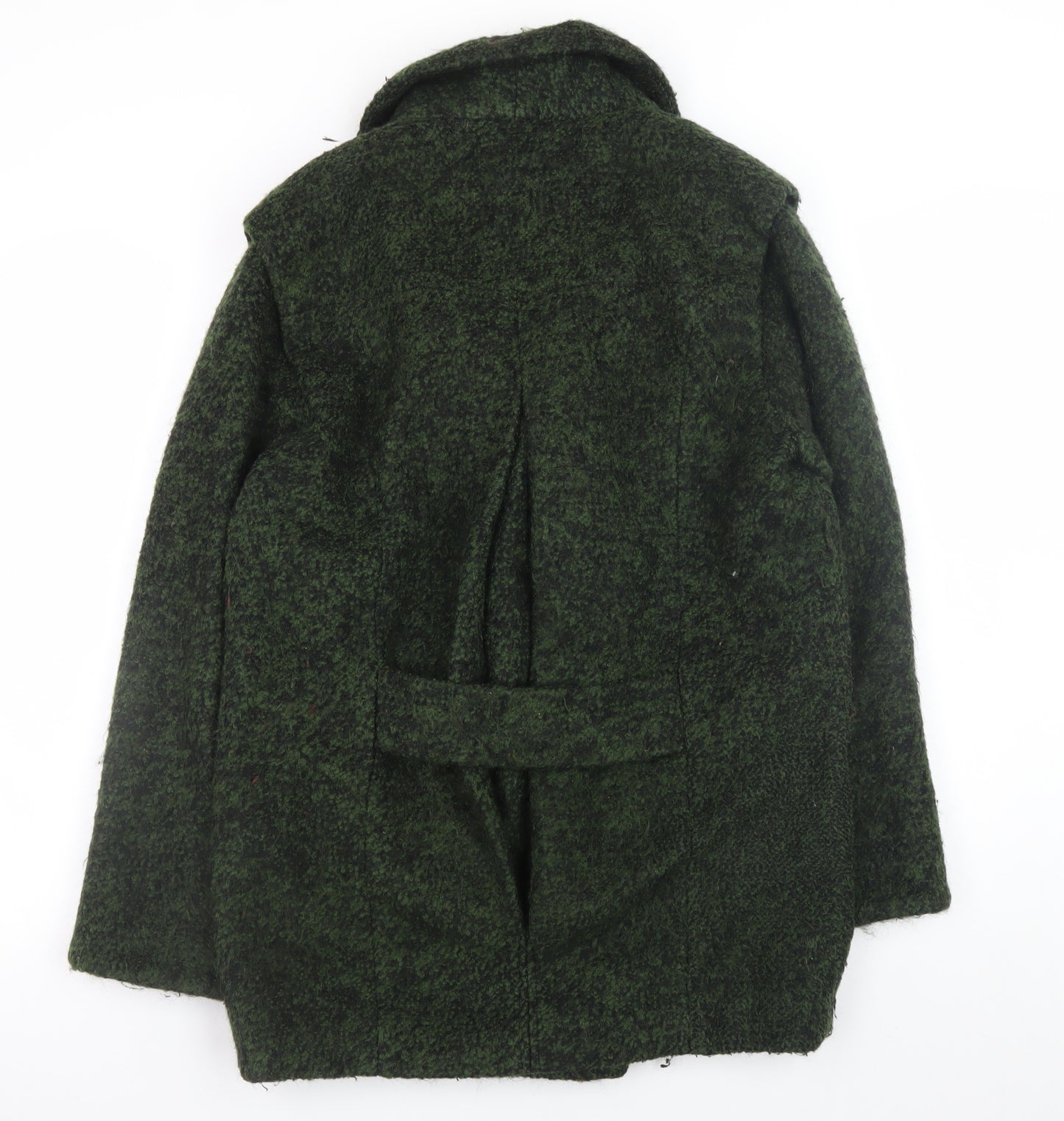 Topshop Women Green Wool Blend Pea Coat Size 8 Button Front