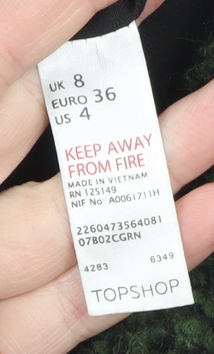 Topshop Women Green Wool Blend Pea Coat Size 8 Button Front