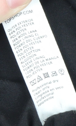 Topshop Women Green Wool Blend Pea Coat Size 8 Button Front