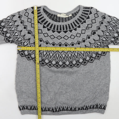 L.O.G.G. Womens Grey Fair Isle Knit Crew Neck Jumper Size 12