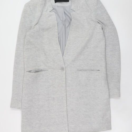 Vero Moda Women Grey Mid-Length Blazer Jacket Size 10