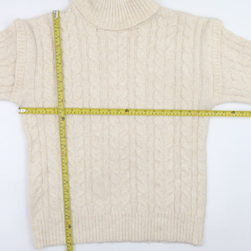 Nutmeg Womens Beige Roll Neck Cable Knit Jumper Size 14