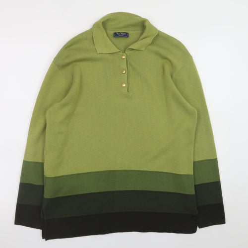 Tre Nani Women’s Green Wool Blend Collared Henley Jumper M