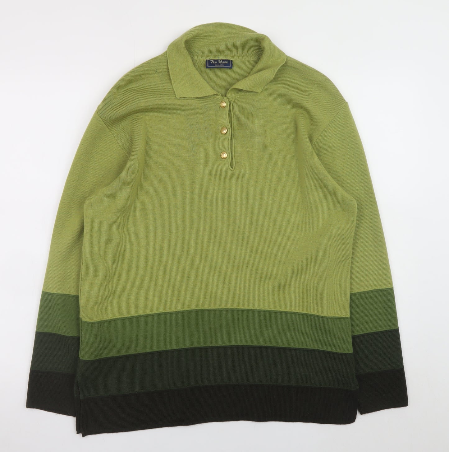 Tre Nani Women’s Green Wool Blend Collared Henley Jumper M