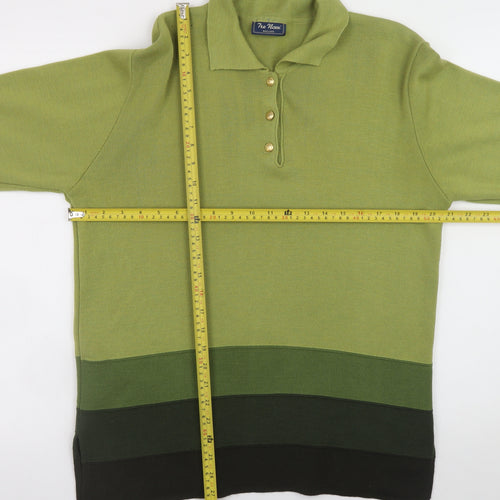 Tre Nani Women’s Green Wool Blend Collared Henley Jumper M