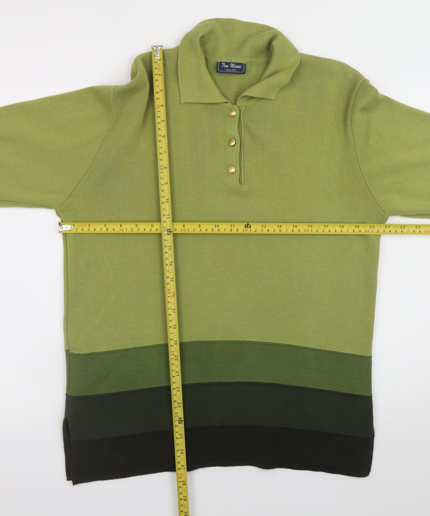 Tre Nani Women’s Green Wool Blend Collared Henley Jumper M
