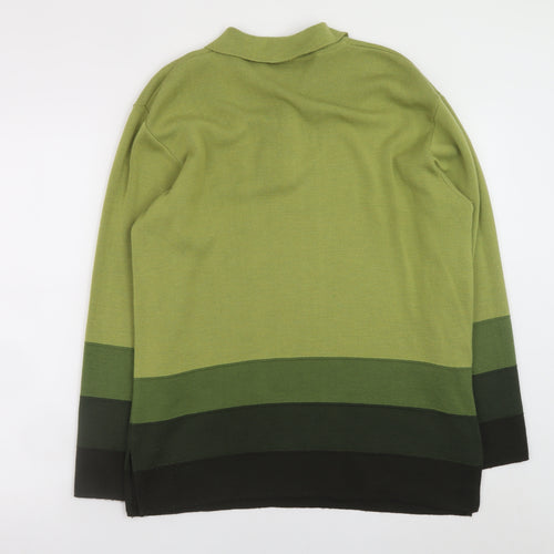 Tre Nani Women’s Green Wool Blend Collared Henley Jumper M